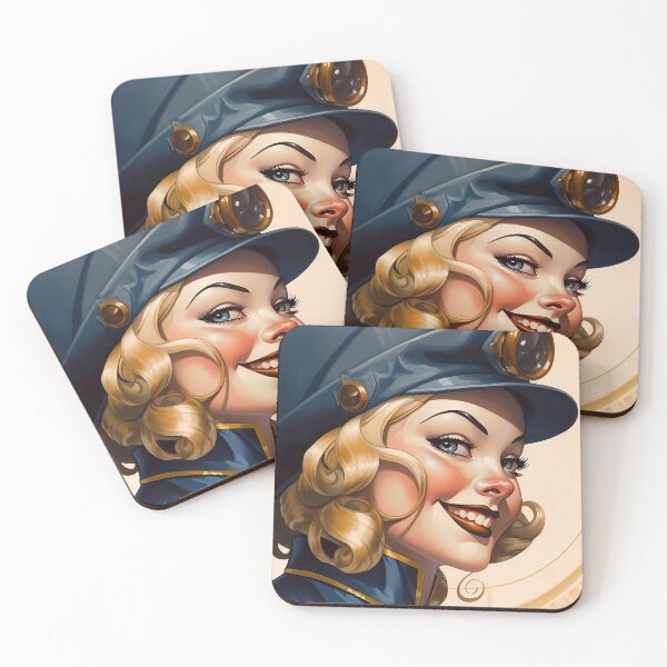 Item preview, The futuristic retro Police Woman of your dreams, pin up, retro smiling beautiful officer designed and sold by GueloStudio.