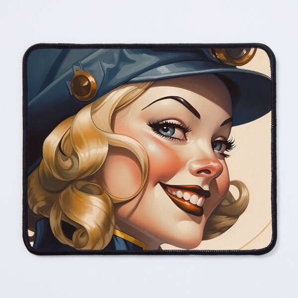 Item preview, The futuristic retro Police Woman of your dreams, pin up, retro smiling beautiful officer designed and sold by GueloStudio.