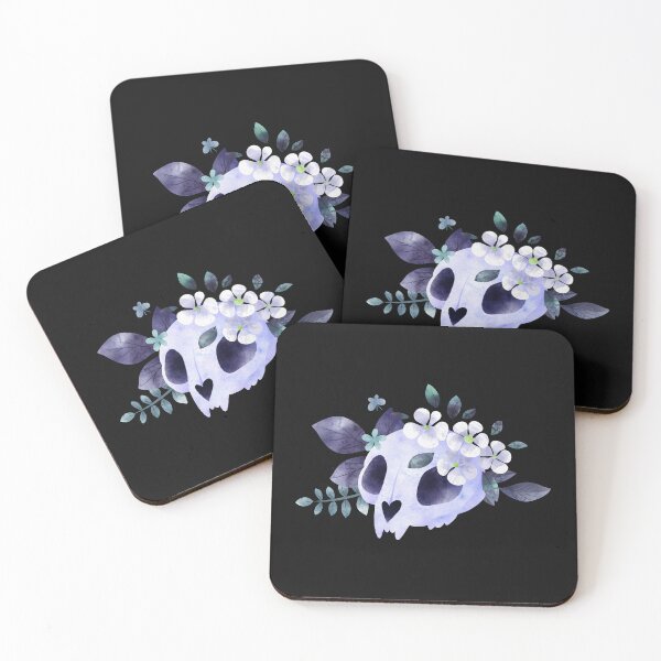 Item preview, Cute Cat Skull and flowers  designed and sold by PeriwinkleStone.