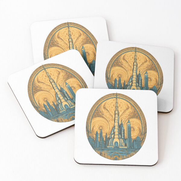 Item preview, Art Nouveau Burj Khalifa T-Shirt | Elegant Dubai Landmark Vector Design designed and sold by FamMeetsWorld.