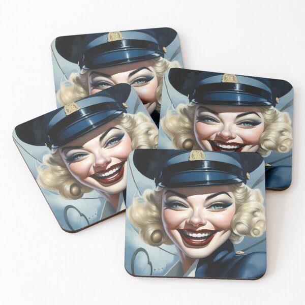 Item preview, The futuristic retro Police Woman of your dreams, pin up, retro smiling beautiful officer designed and sold by GueloStudio.