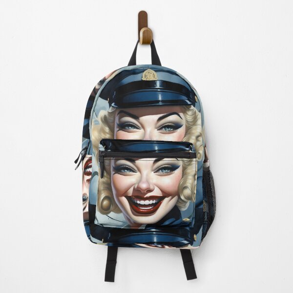 Item preview, The futuristic retro Police Woman of your dreams, pin up, retro smiling beautiful officer designed and sold by GueloStudio.
