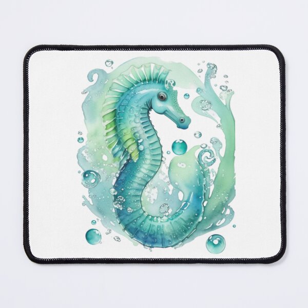 Item preview, Teal blue and green seahorse in watercolors designed and sold by Kashear.