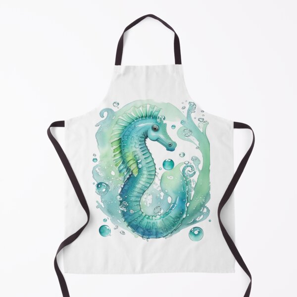 Item preview, Teal blue and green seahorse in watercolors designed and sold by Kashear.