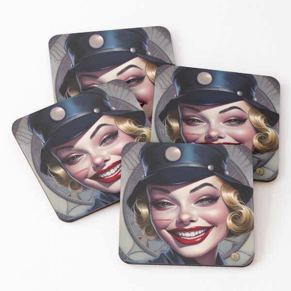 Item preview, The futuristic retro Police Woman of your dreams, pin up, retro smiling beautiful officer designed and sold by GueloStudio.
