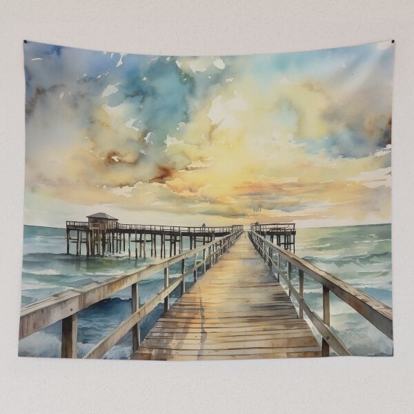 Item preview, Pier at the Ocean, Watercolor Style designed and sold by Amy Olsen.