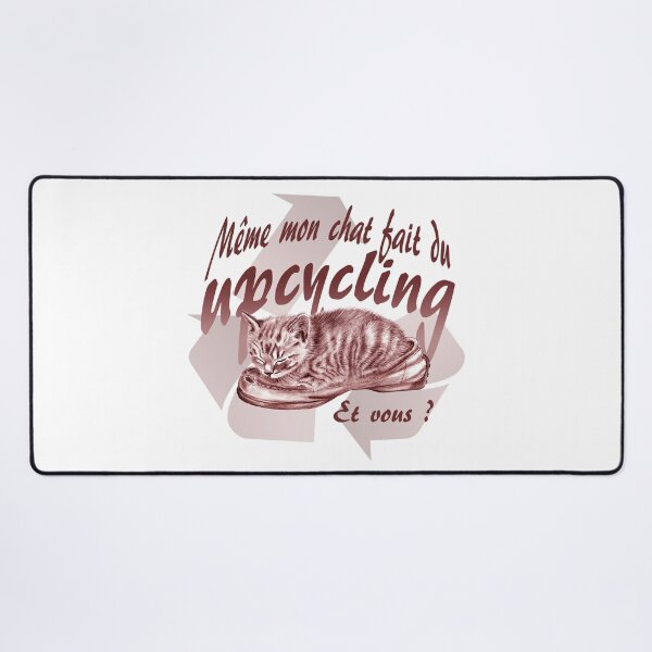 Item preview, Sleeping kitten in old shoe - brown-red colorized version, Upcycling text in French. designed and sold by SylvieG18.