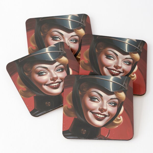 Item preview, The futuristic retro Police Woman of your dreams, pin up, retro smiling beautiful officer designed and sold by GueloStudio.