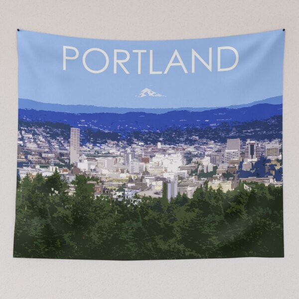 Item preview, Mount Hood, Portland, Oregon, City, Skyline, USA, Travel Print designed and sold by summattodraw.