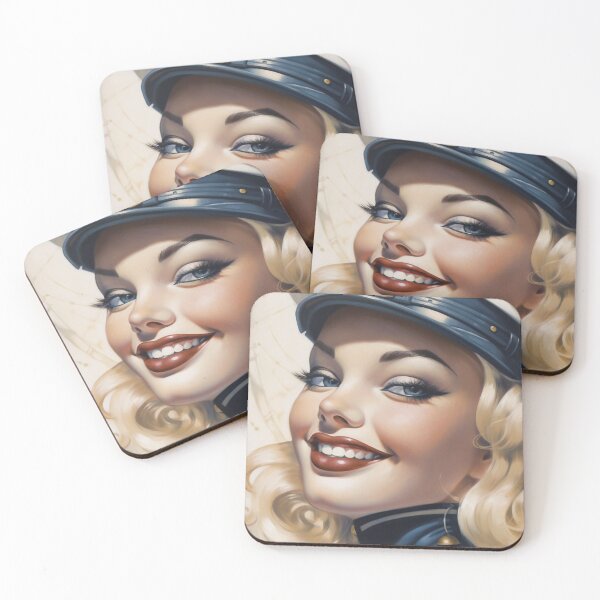 Item preview, The futuristic retro Police Woman of your dreams, pin up, retro smiling beautiful officer designed and sold by GueloStudio.