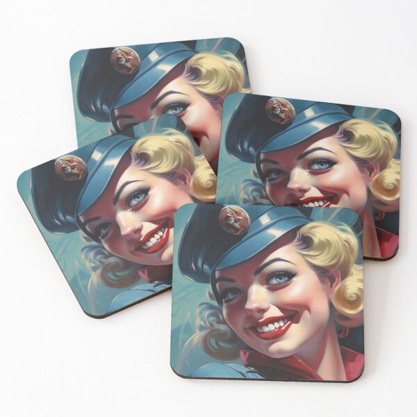 Item preview, The futuristic retro Police Woman of your dreams, pin up, retro smiling beautiful officer designed and sold by GueloStudio.