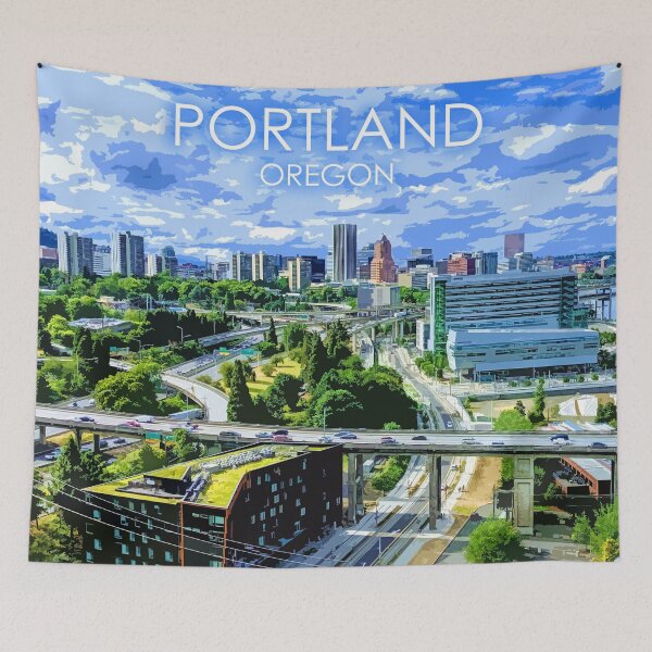 Item preview, Portland, Oregon, City, Skyline, USA, Travel Print designed and sold by summattodraw.