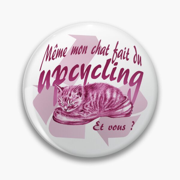Item preview, Sleeping kitten in old shoe - pink colorized version, Upcycling text in French. designed and sold by SylvieG18.