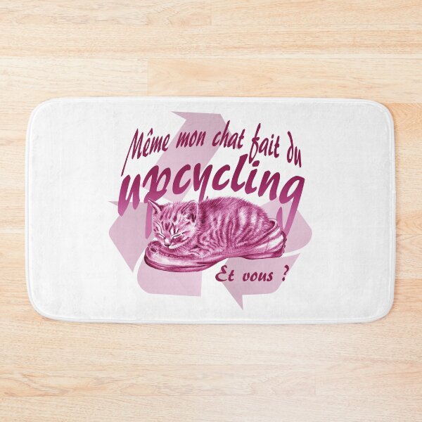 Item preview, Sleeping kitten in old shoe - pink colorized version, Upcycling text in French. designed and sold by SylvieG18.