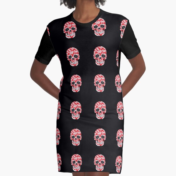 Skully - Red Graphic T-Shirt Dress