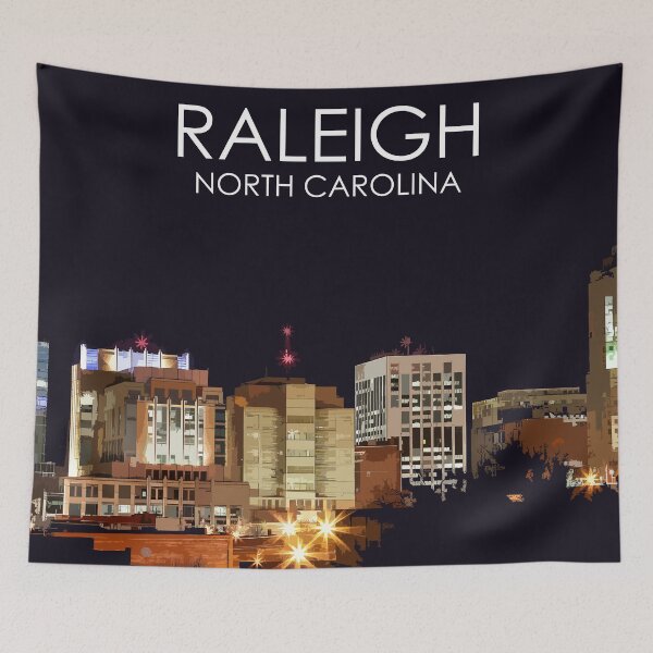 Item preview, Raleigh, North Carolina, City, Skyline, USA, Travel Print designed and sold by summattodraw.