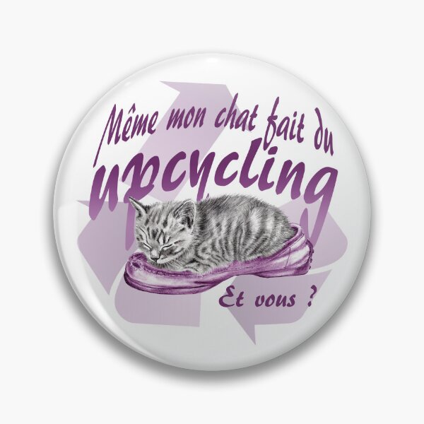 Item preview, Sleeping kitten in old shoe - graphite version, Upcycling text in purple colorized French designed and sold by SylvieG18.