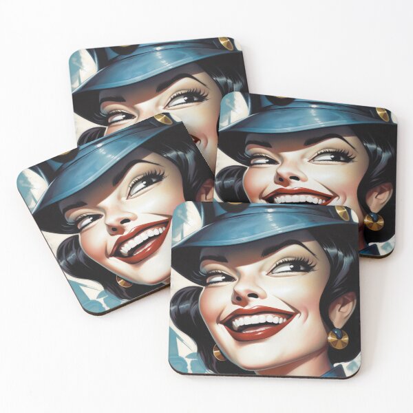 Item preview, The futuristic retro Police Woman of your dreams, pin up, retro smiling beautiful officer designed and sold by GueloStudio.