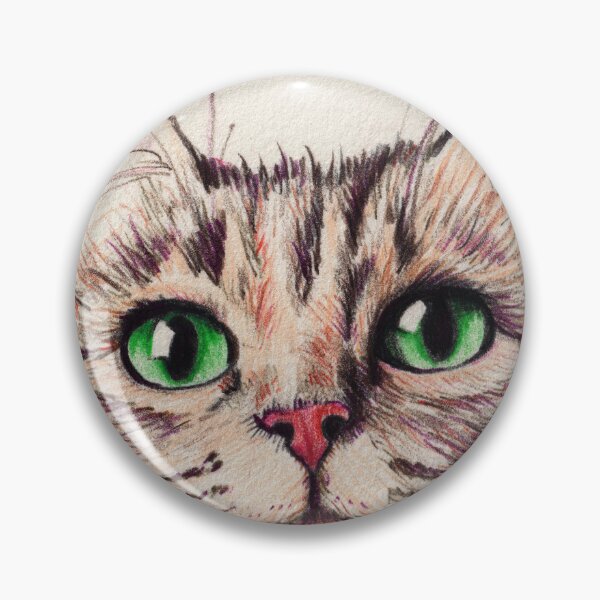 Item preview, Tiger cat with green eyes, pencil sketch designed and sold by HelenDBVickers.