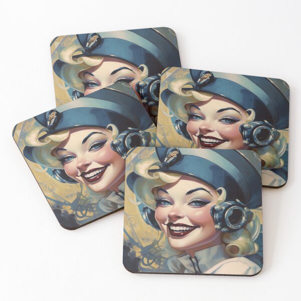 Item preview, The futuristic retro Police Woman of your dreams, pin up, retro smiling beautiful officer designed and sold by GueloStudio.