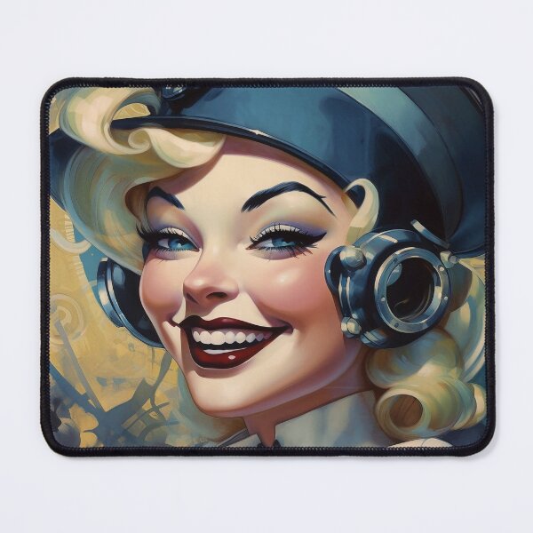 Item preview, The futuristic retro Police Woman of your dreams, pin up, retro smiling beautiful officer designed and sold by GueloStudio.