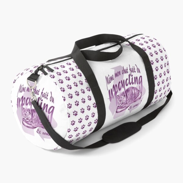 Item preview, Sleeping kitten in old shoe - purple colorized version, Upcycling text in French. designed and sold by SylvieG18.