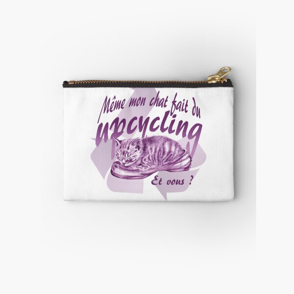 Item preview, Sleeping kitten in old shoe - purple colorized version, Upcycling text in French. designed and sold by SylvieG18.