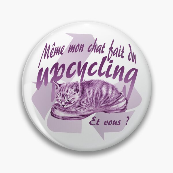 Item preview, Sleeping kitten in old shoe - purple colorized version, Upcycling text in French. designed and sold by SylvieG18.