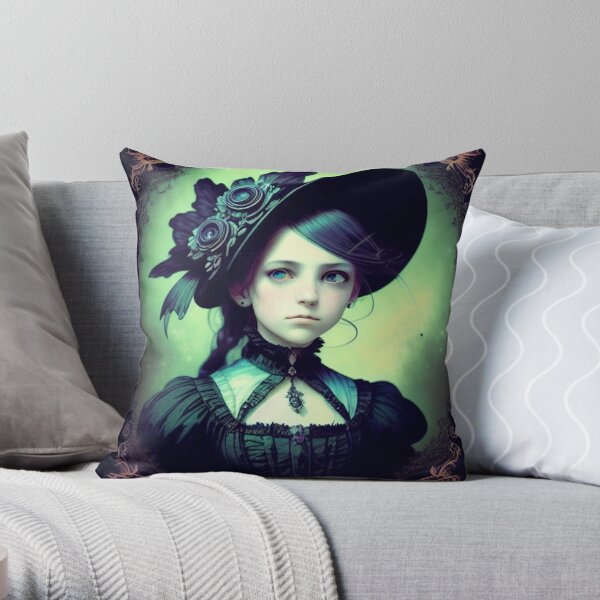 Halloween Throw Pillow/ Pastel Gothic Apothecary And Graveyard