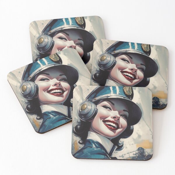 Item preview, The futuristic retro Police Woman of your dreams, pin up, retro smiling beautiful officer designed and sold by GueloStudio.