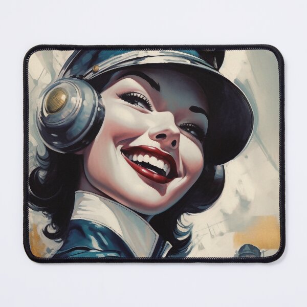 Item preview, The futuristic retro Police Woman of your dreams, pin up, retro smiling beautiful officer designed and sold by GueloStudio.