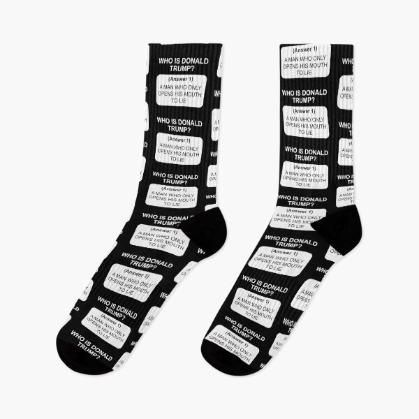 Item preview, Who is Donald Trump, answer 1 in white designed and sold by Politics-Corner.