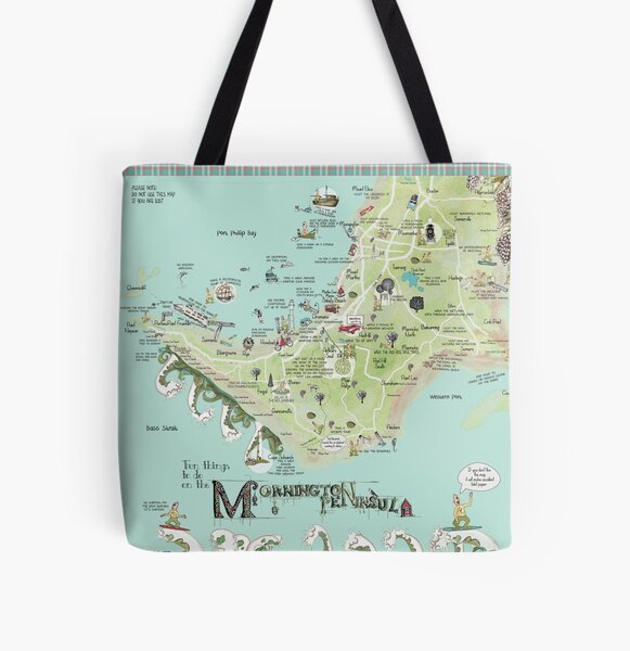 The new Mornington Peninsula map by Jenny Wood All Over Print Tote Bag