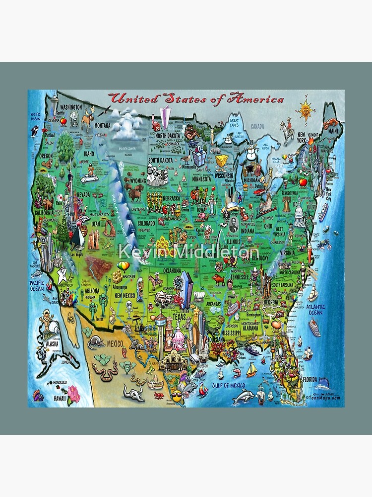 Louisiana Cartoon Map Tote Bag for Sale by Kevin Middleton