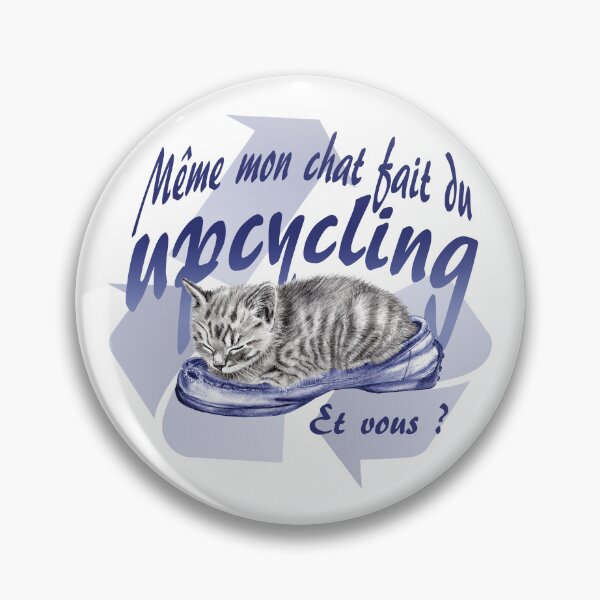 Item preview, Sleeping kitten in old shoe - graphite version, Upcycling text in blue colorized French designed and sold by SylvieG18.