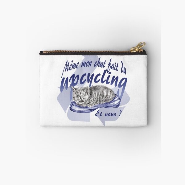Item preview, Sleeping kitten in old shoe - graphite version, Upcycling text in blue colorized French designed and sold by SylvieG18.