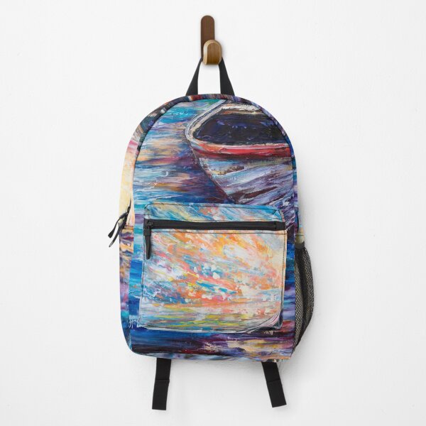 Item preview, Wooden Boat at Sunrise: A Seascape in Thick Impasto Texture designed and sold by Rocky Mountain Artistry.
