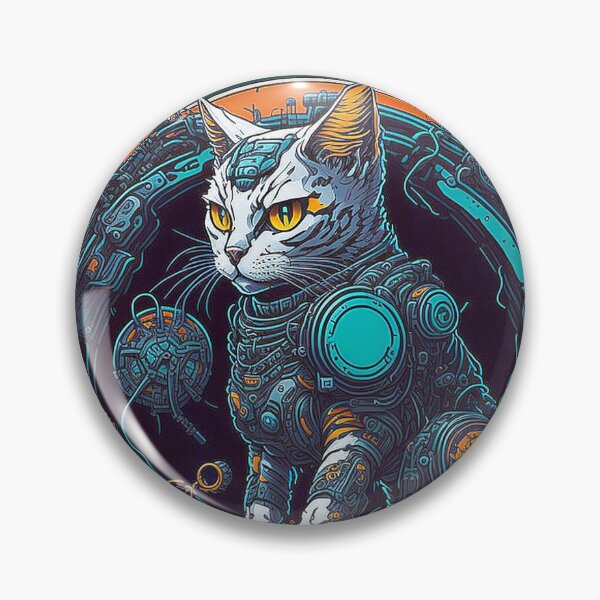 Item preview, White cyborg cat guardian designed and sold by Minpadesign.