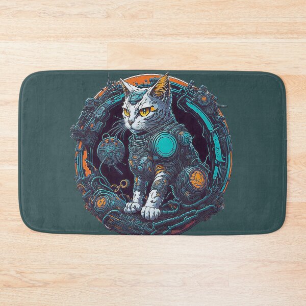 Item preview, White cyborg cat guardian designed and sold by Minpadesign.