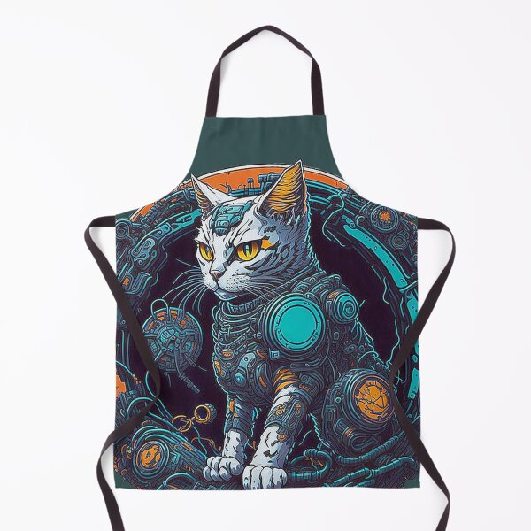 Item preview, White cyborg cat guardian designed and sold by Minpadesign.