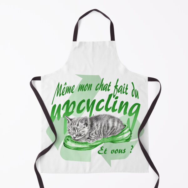 Item preview, Sleeping kitten in old shoe - graphite version, Upcycling text in French colorized green designed and sold by SylvieG18.