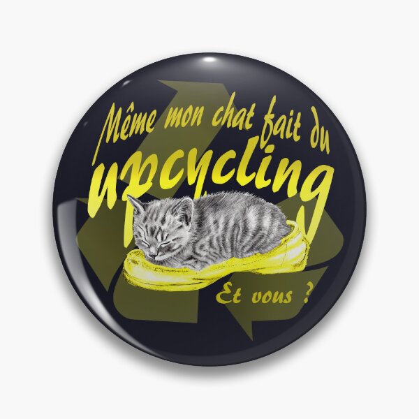 Item preview, Sleeping kitten in old shoe - graphite version, Upcycling text in yellow colorized French designed and sold by SylvieG18.