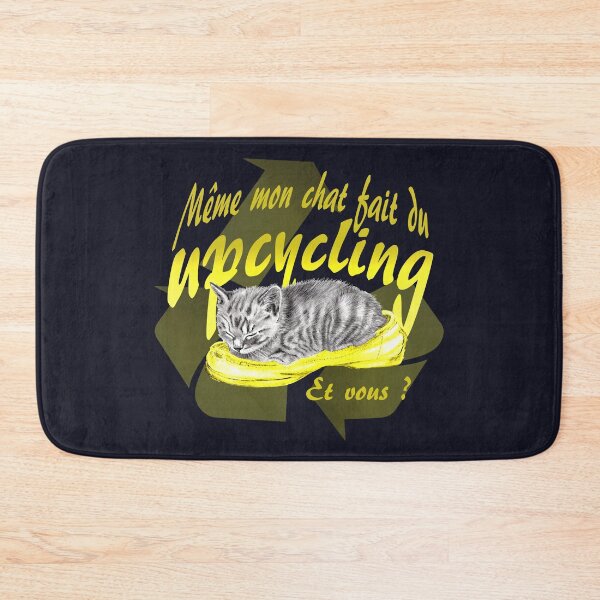 Item preview, Sleeping kitten in old shoe - graphite version, Upcycling text in yellow colorized French designed and sold by SylvieG18.