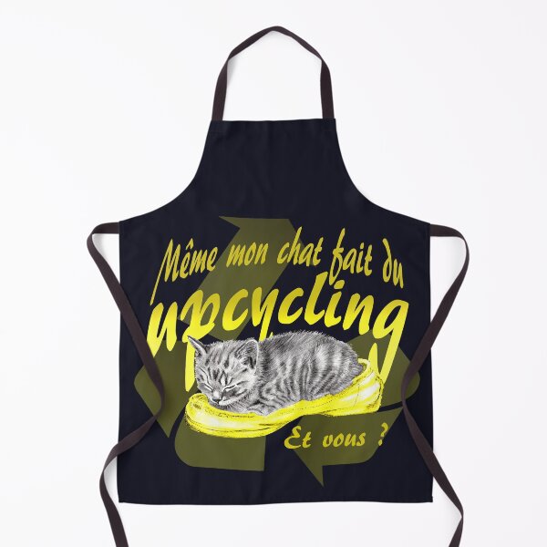 Item preview, Sleeping kitten in old shoe - graphite version, Upcycling text in yellow colorized French designed and sold by SylvieG18.