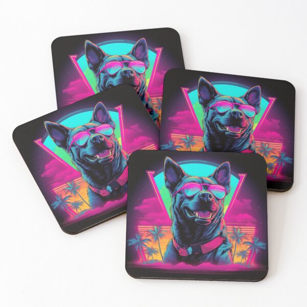 Artikelvorschau, Neonhund mit Cyan- und Rosatönen entworfen und verkauft von shanessie6.