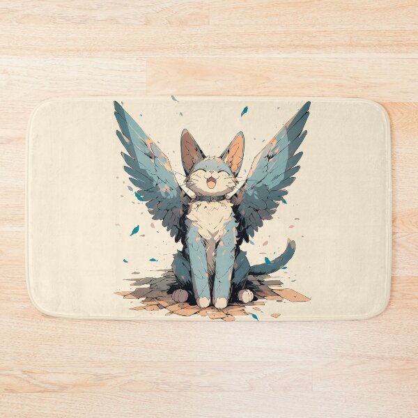 Item preview, Cute blue cat with wings designed and sold by Hirako Nakatsu.