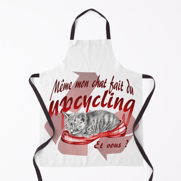 Item preview, Sleeping kitten in old shoe - graphite version, Upcycling text in red colorized French designed and sold by SylvieG18.