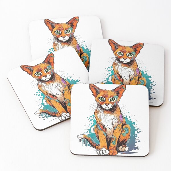 Artikelvorschau, Vibrant Abyssinian Mixed Media Art - Creative and Captivating Design with Unique Cat Techniques entworfen und verkauft von DooodleGod.