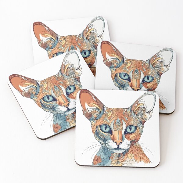 Artikelvorschau, Abyssinian Mixed Media Expressions - Unique Cat Portraits & Artistic entworfen und verkauft von DooodleGod.