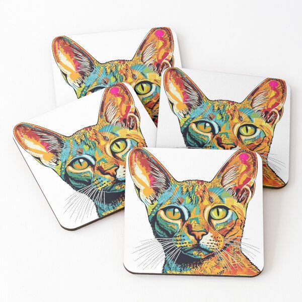 Item preview, Artistry Custom Abyssinian Portrait Print: Fun and Colorful Pop-Art Design for Cat designed and sold by DooodleGod.